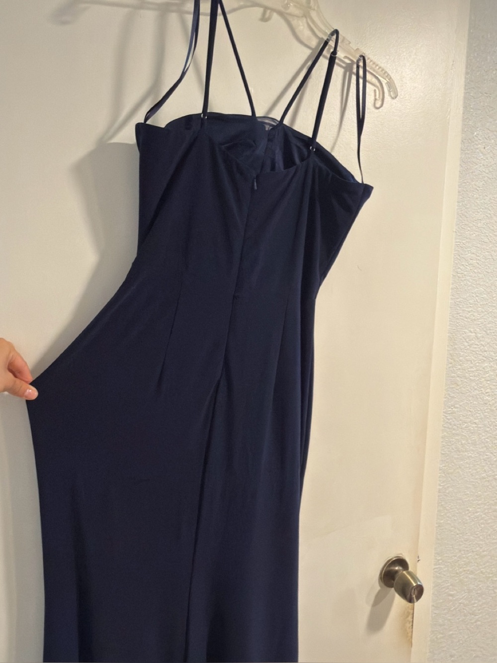 Xscape Navy Halter Maxi Dress with Rosette Neckline - Picture 5 of 7
